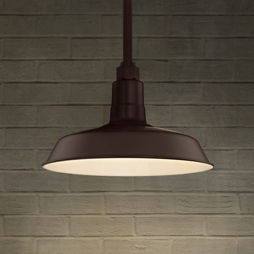 Recesso Lighting by Dolan Designs Bronze Pendant Barn Light with 12-Inch Shade BL-STM-BZ/BL-SH12-BZ