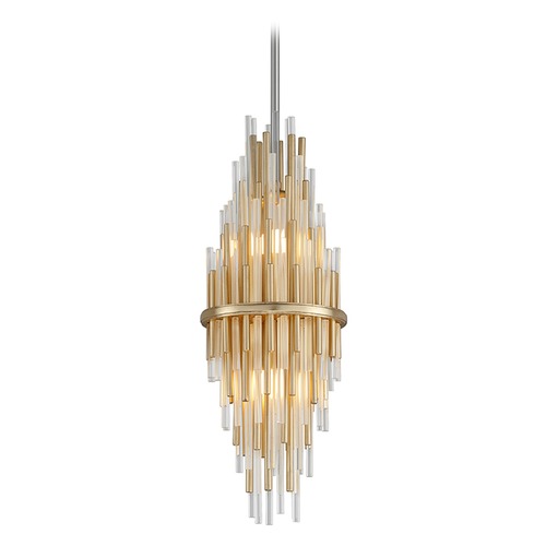 Corbett Lighting Modern Art Deco LED Mini-Pendant Light Gold Leaf / Stainless Theory by Corbett Lighting 238-41