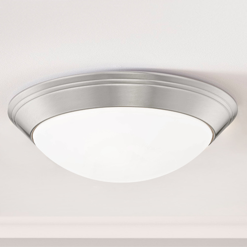 Satin Nickel Flush Mount Ceiling Light 14-Inch Wide