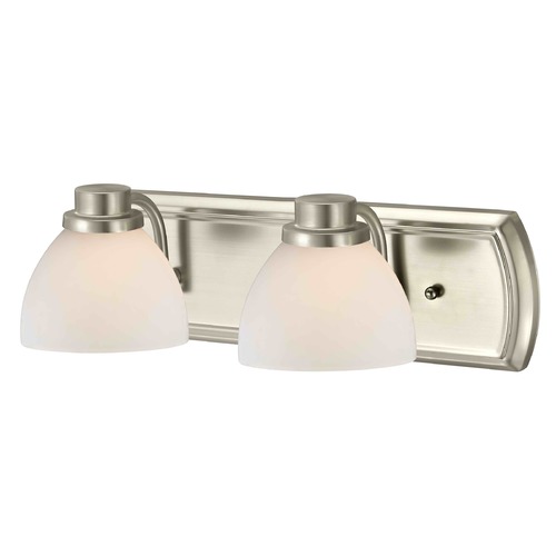 Design Classics Lighting 2-Light Vanity Light in Satin Nickel with White Dome Glass 1202-09 GL1033-WH