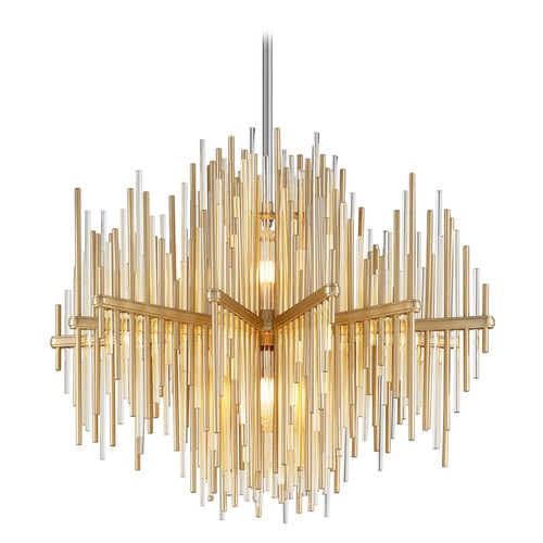 Corbett Lighting Modern Art Deco LED Pendant Light Gold Leaf / Stainless Theory by Corbett Lighting 238-42