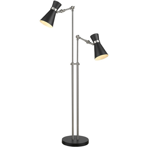 Z-Lite Soriano Matte Black & Brushed Nickel Swing Arm Lamp by Z-Lite 728FL-MB-BN