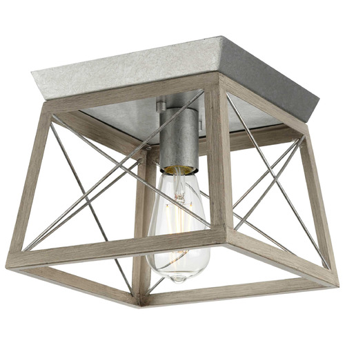 Progress Lighting Briarwood Galvanized & Rustic Bleached Oak Flushmount Light