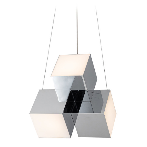 Kuzco Lighting Tetra Chrome LED Multi-Light Pendant with Square Shade