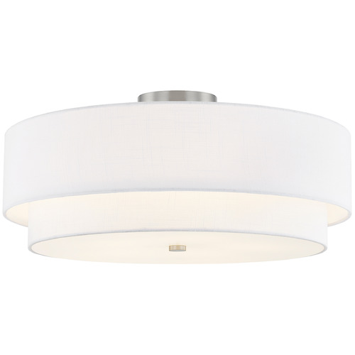 Justice Design Group Justice Design Classic 22 Inch Tiered Drum Semi Flush White FAB-9775-WHTE-NCKL