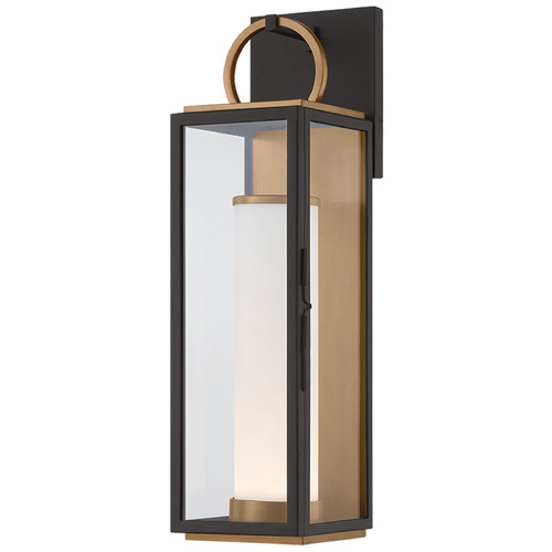 Troy Lighting Gareth Patina Brass & Textured Black LED Outdoor Wall Light
