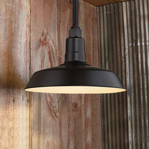 Black Pendant Barn Light with 12-Inch Shade
