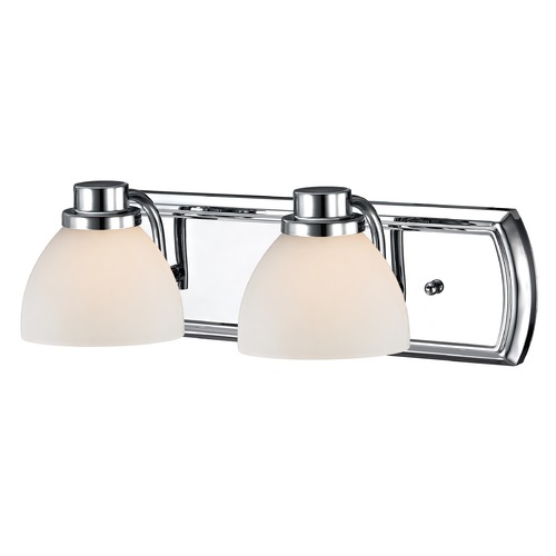 Design Classics Lighting 2-Light Bathroom Light in Chrome with White Dome Glass 1202-26 GL1033-WH