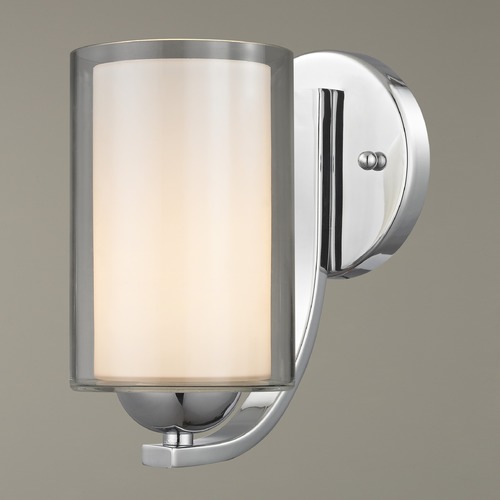 Design Classics Lighting Modern Sconce Clear / Frosted White Glass Chrome 585-26 GL1061 GL1040C
