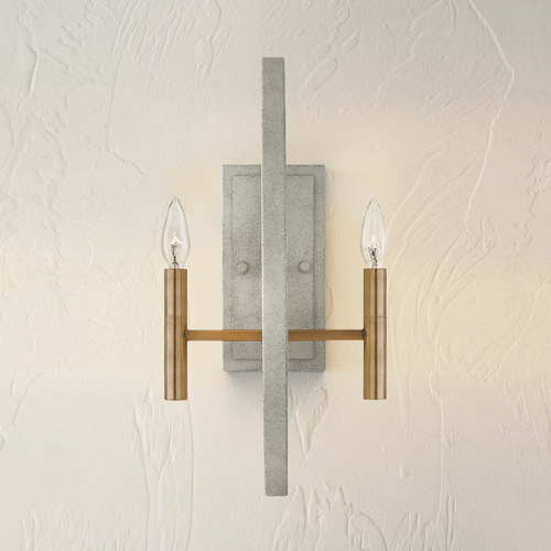 Hinkley Euclid 2-Light Wall Sconce in Cement Gray & Brass by Hinkley Lighting 3460CG