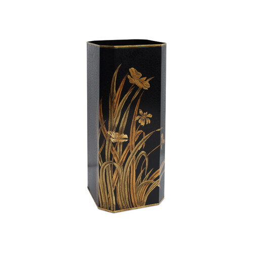 Glasshouse Tole Umbrella Stand in Black & Gold by Currey & Company