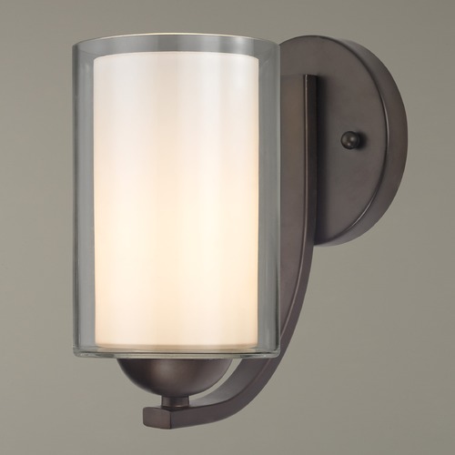 Design Classics Lighting Modern Sconce Clear / Frosted White Glass Bronze 585-220 GL1061 GL1040C