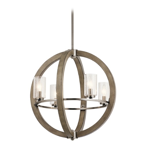 Kichler Lighting Grand Bank 20-Inch Orb Chandelier in Distressed Antique Gray by Kichler Lighting 43185DAG