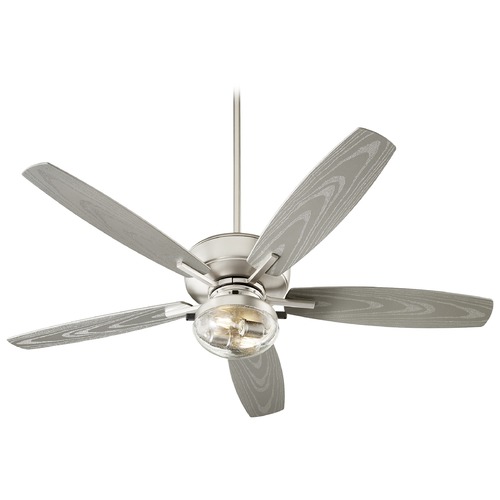 Breeze Patio 52-Inch Fan in Satin Nickel with Seeded Light Kit by Quorum Lighting