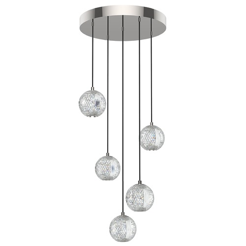 Marni 15.25-Inch LED Multi Pendant in Polished Nickel by Alora Lighting