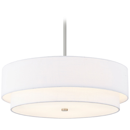 Justice Design Group Justice Design Classic 22 Inch Tiered Drum Pendant White FAB-9776-WHTE-NCKL