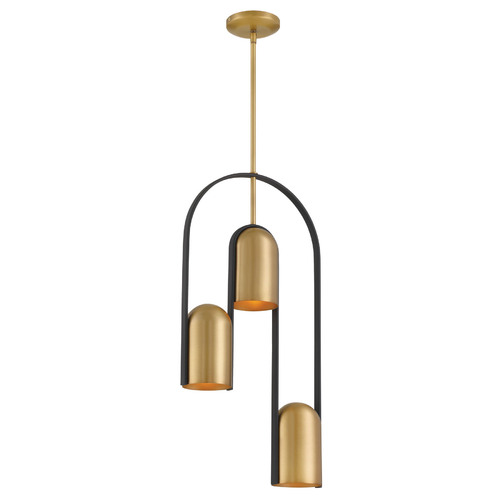 Cane 3-Light Pendant in Legacy Brass & Black by Minka Lavery