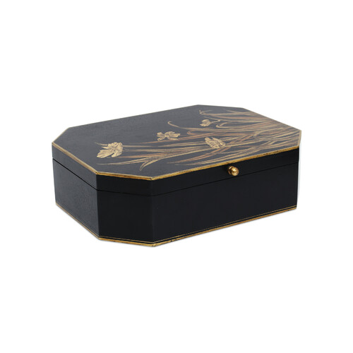 Glasshouse Tole Box in Black & Gold by Currey & Company