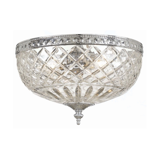 Flushmount Light with Clear Glass in Polished Chrome Finish