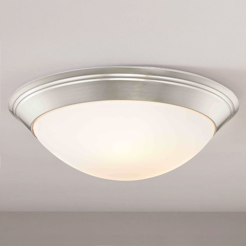 Satin Nickel Flush Mount Ceiling Light 16-Inch Wide