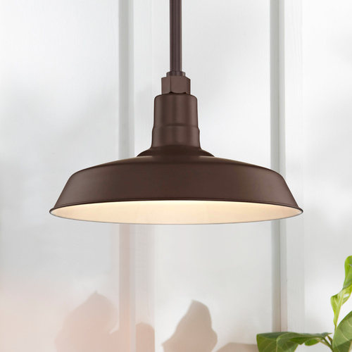 Recesso Lighting by Dolan Designs Bronze Pendant Barn Light with 14-Inch Shade BL-STM-BZ/BL-SH14-BZ