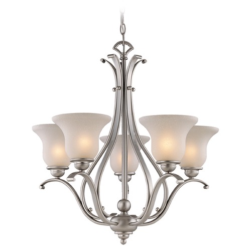 Frosted Seeded Glass Chandelier Brushed Nickel by Vaxcel Lighting