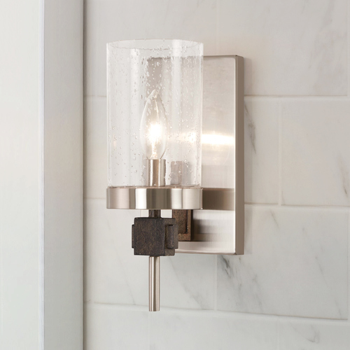 Bridlewood Stone Grey with brushed Nickel Sconce by Minka Lavery