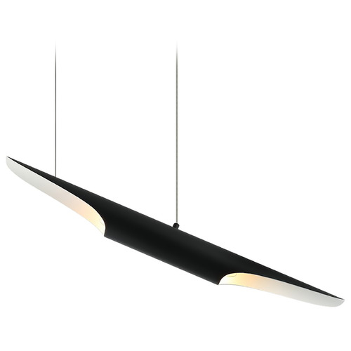 Matteo Lighting Stylus Matte Black Island Light with Cylindrical Shade
