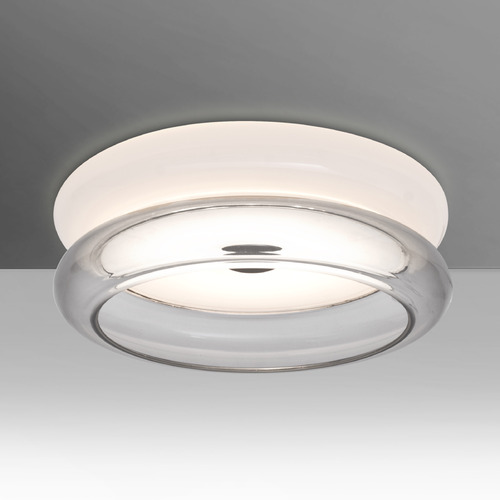 Besa Lighting Topper 8 Opal Glossy & Clear LED Flushmount Light
