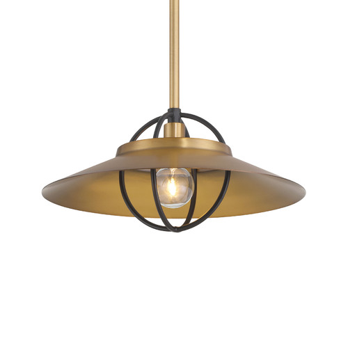 Newburie 12-Inch Pendant in Legacy Brass & Matte Black by Minka Lavery