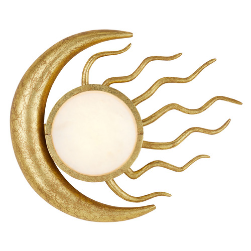 Currey and Company Lighting Currey and Company Marjorie Skouras Tona Gold Leaf LED Sconce 5900-0058