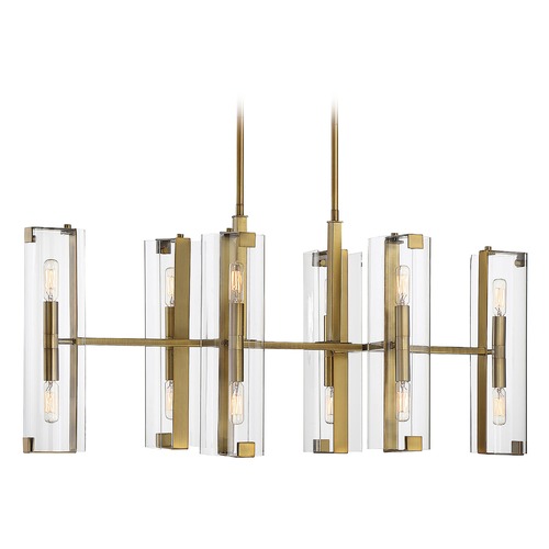 Winfield 38-Inch Linear Chandelier in Warm Brass by Savoy House
