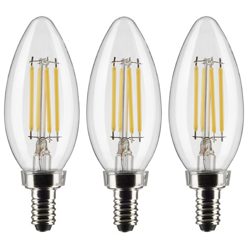 Satco Lighting 4W B11 3000K Clear E12 Base LED Light Bulb 3-Pack by Satco Lighting S21367