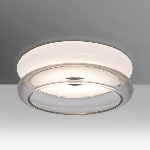 Besa Lighting Topper 8 Opal Glossy & Smoke LED Flushmount Light