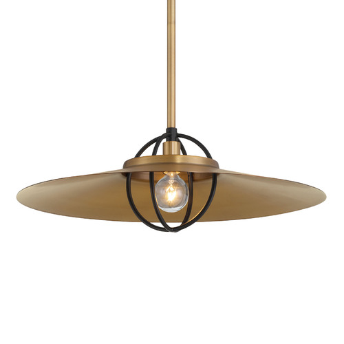 Newburie 17-Inch Pendant in Legacy Brass & Matte Black by Minka Lavery