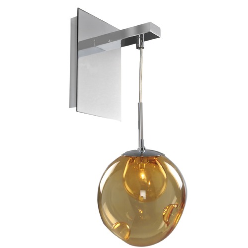 Kalco Lighting Meteor Chrome Sconce by Kalco Lighting 309520CH/AMBER