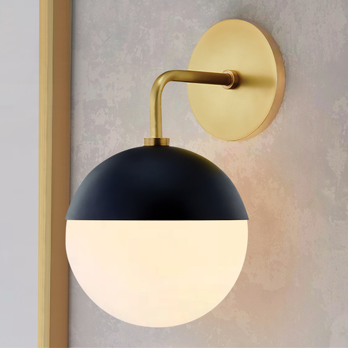 Renee Aged Brass & Black Sconce by Mitzi by Hudson Valley