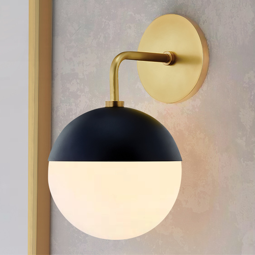 Mitzi by Hudson Valley Renee Aged Brass & Black Sconce by Mitzi by Hudson Valley H344101-AGB/BK