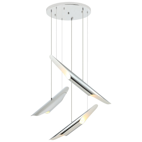 Matteo Lighting Stylus Chrome Multi-Light Pendant with Cylindrical Shade