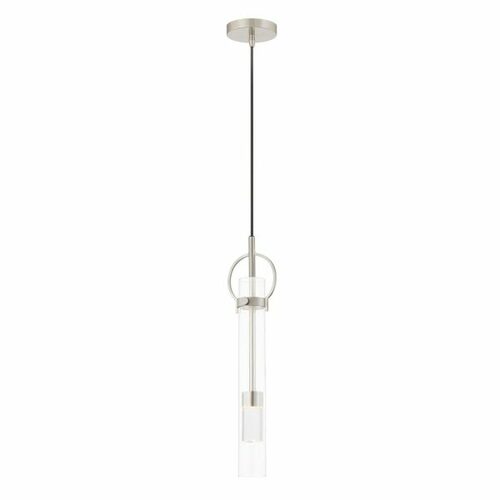 Justice Design Group Chloe LED Mini Pendant in Nickel by Evolv by Justice Design Group FSN-4121-CLER-NCKL