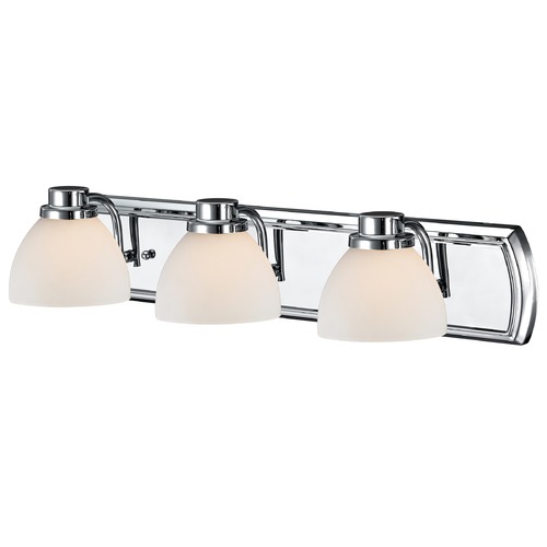 Design Classics Lighting 3-Light Bath Vanity Light in Chrome with White Dome Glass 1203-26 GL1033-WH