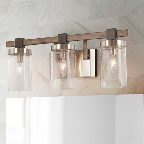 Bridlewood Stone Grey with brushed Nickel Bathroom Light by Minka Lavery
