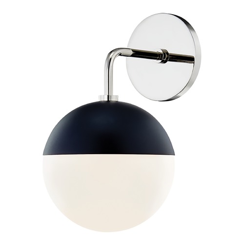 Mitzi by Hudson Valley Renee Polished Nickel & Black Sconce by Mitzi by Hudson Valley H344101-PN/BK