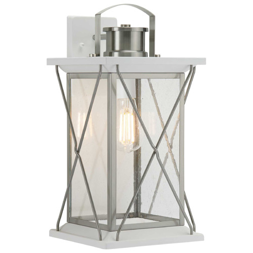 Progress Lighting Barlowe Stainless Steel & White Outdoor Wall Light