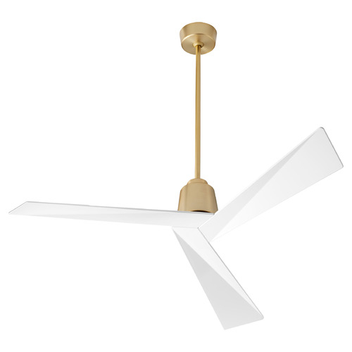 Oxygen Dynamo 54-Inch Damp Ceiling Fan in Brass & White by Oxygen Lighting 3-113-640