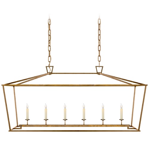 Visual Comfort Signature Collection E.F. Chapman Darlana Linear Lantern in Gilded Iron by Visual Comfort Signature CHC2166GI