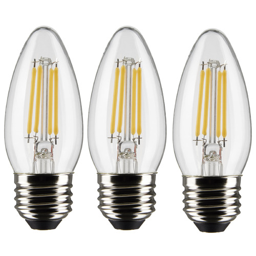 Satco Lighting 4W B11 3000K Clear Medium Base LED Light Bulb 3-Pack by Satco Lighting S21369