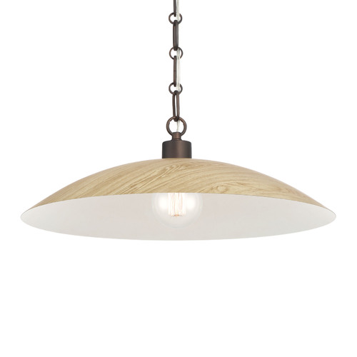 Derby 18.50-Inch Pendant in Dark Bronze & Light Oak by Minka Lavery