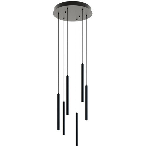 Afx Lighting Eli Black LED Multi-Light Pendant with Cylindrical Shade