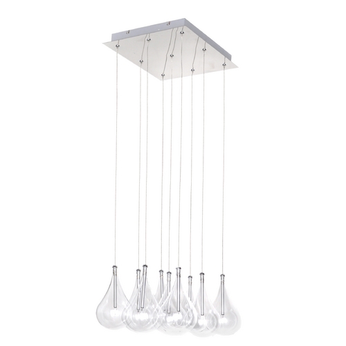 Larmes 9-Light Pendant in Polished Chrome by ET2 Lighting